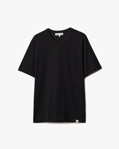 Merz b. Schwanen PIMATEE01V 4.1oz Soft Pima Cotton Relaxed V-Neck Tee - Deep Black