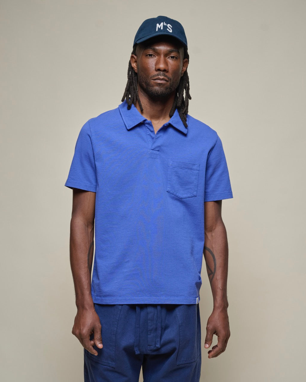 Merz b. Schwanen POLO01 Cotton Jersey S/S Polo Shirt - Vintage Blue | Merz b. Schwanen Polo Shirts | JEANSTORE