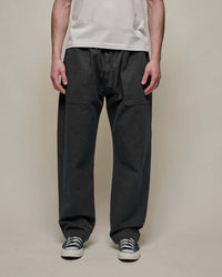 Merz b. Schwanen PANTS05 Workers Cotton Twill Drawstring Pants - Charcoal