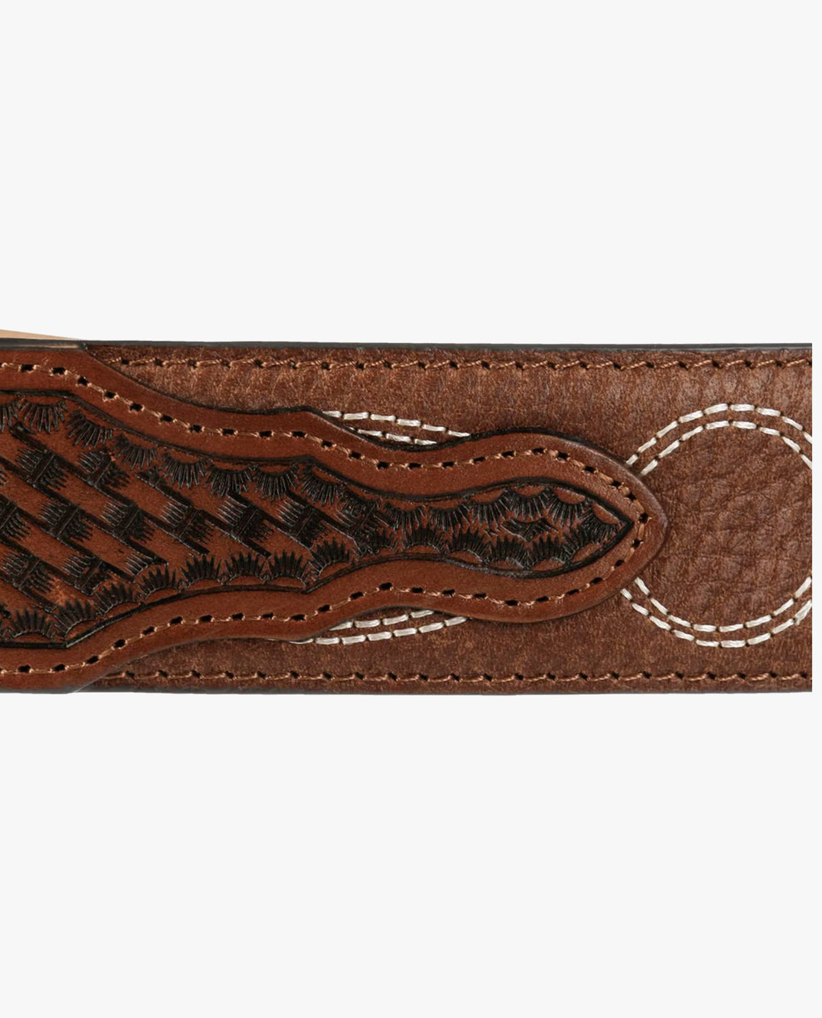 Stetson Pebble Leather Basket Weave Leather Belt - Brown / Brass