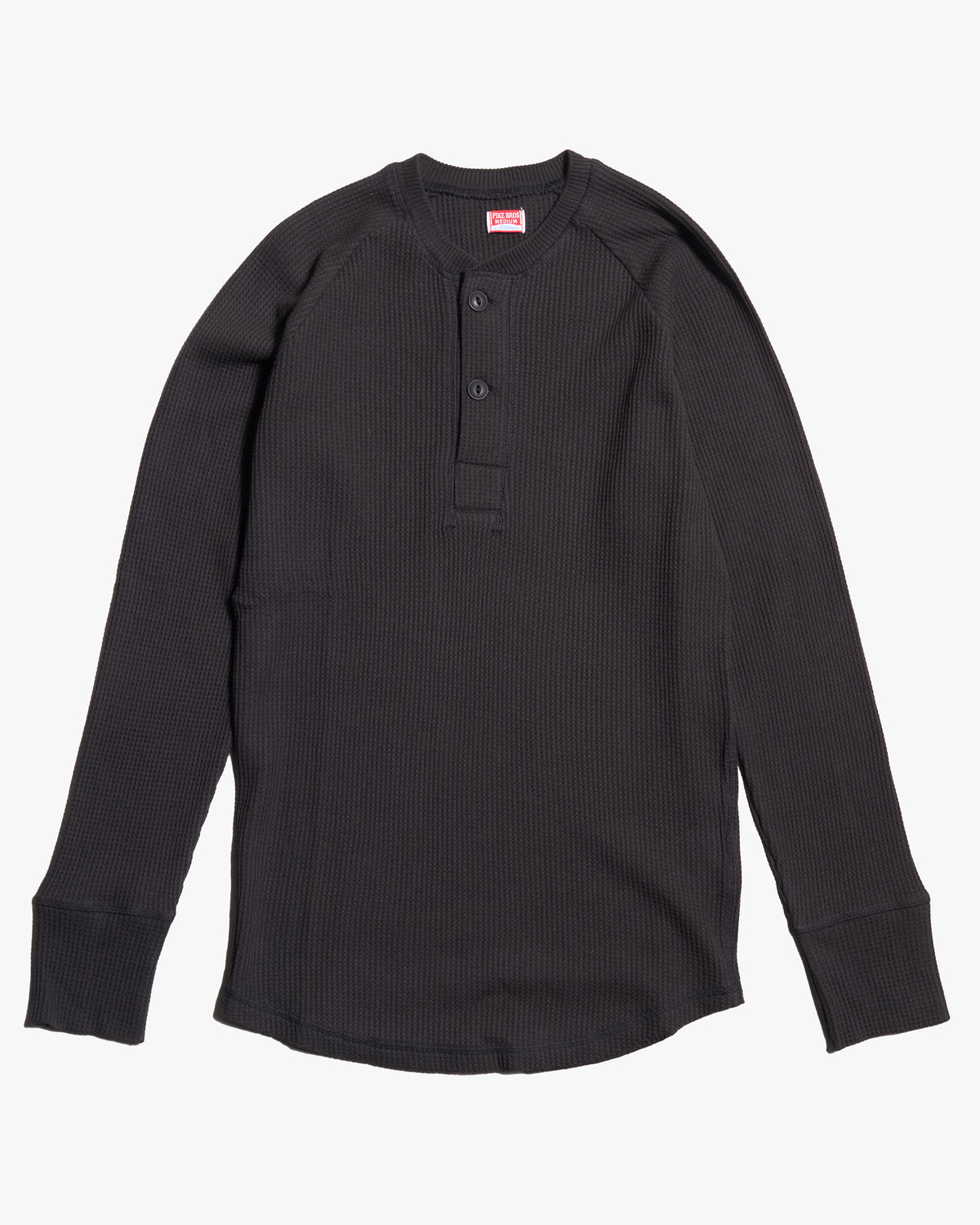 Pike Brothers 1936 Waffle Henley Shirt - Black | Pike Brothers T Shirts | JEANSTORE