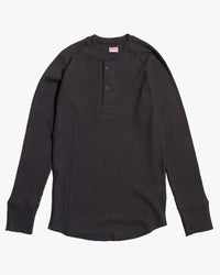 Pike Brothers 1936 Waffle Henley Shirt - Black | Pike Brothers T Shirts | JEANSTORE