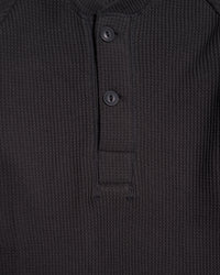 Pike Brothers 1936 Waffle Henley Shirt - Black | Pike Brothers T Shirts | JEANSTORE