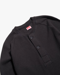 Pike Brothers 1936 Waffle Henley Shirt - Black | Pike Brothers T Shirts | JEANSTORE