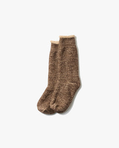 RoToTo R1001-BR Double Face Crew Socks - Dark Brown / Brown
