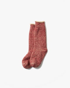 RoToTo R1001-BR Double Face Crew Socks - Dark Red / Brown