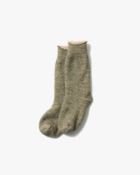 RoToTo R1001-BR Double Face Crew Socks - Green / Brown