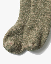 RoToTo R1001-BR Double Face Crew Socks - Green / Brown