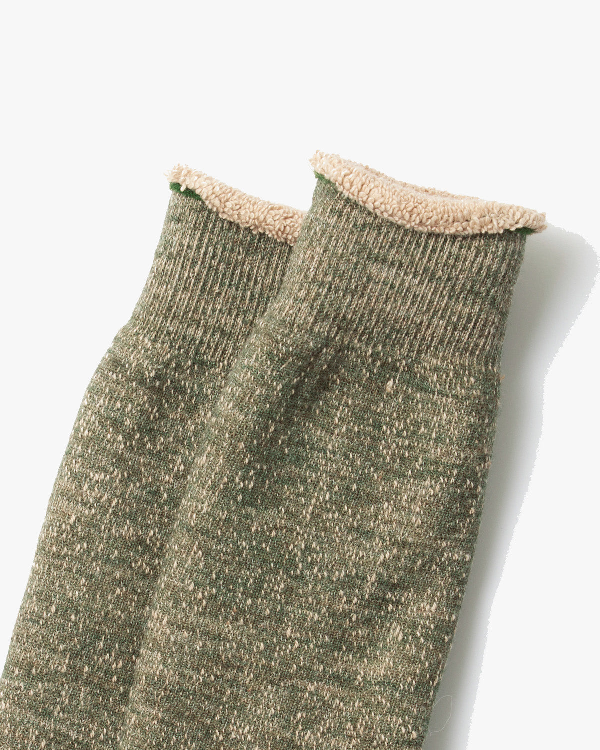 RoToTo R1001-BR Double Face Crew Socks - Green / Brown