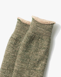 RoToTo R1001-BR Double Face Crew Socks - Green / Brown