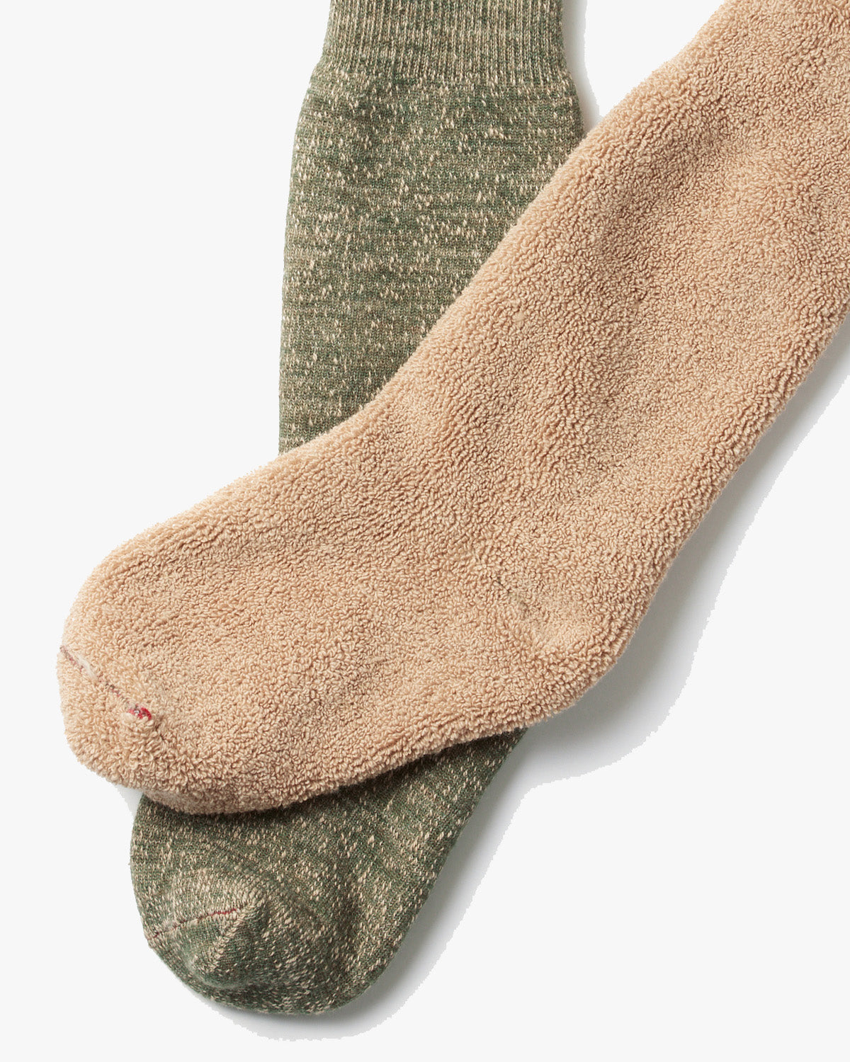 RoToTo R1001-BR Double Face Crew Socks - Green / Brown