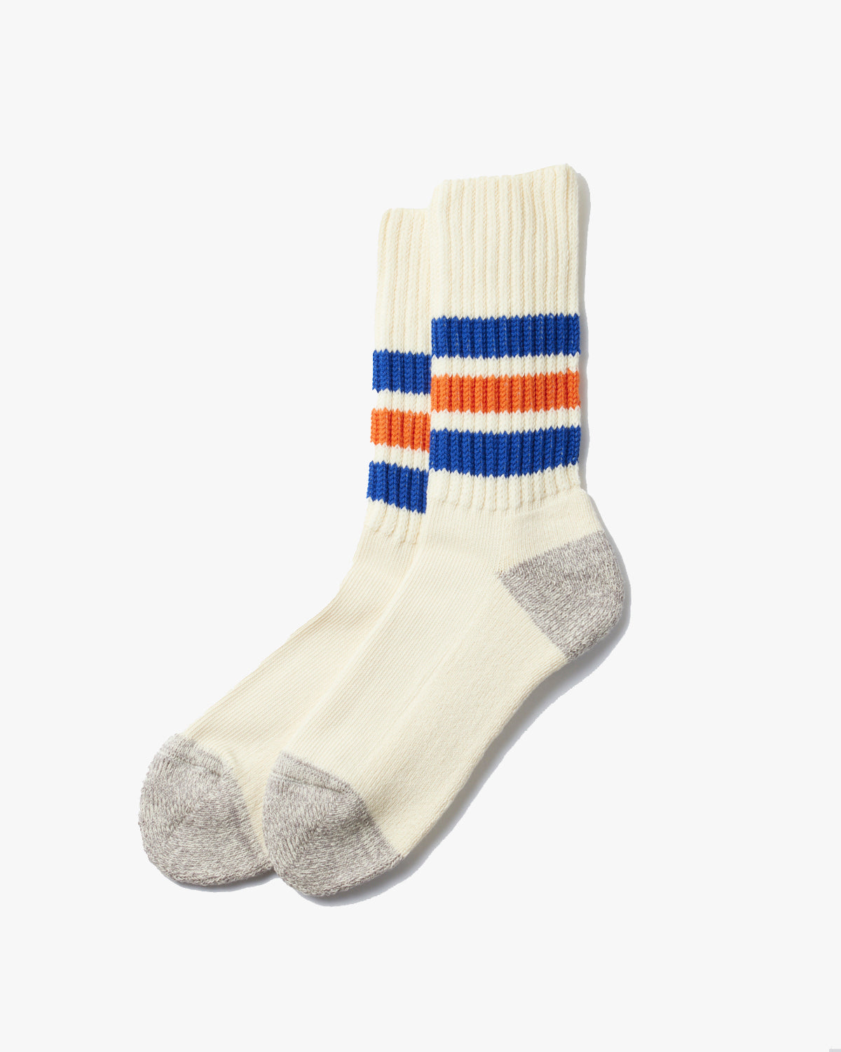 RoToTo R1255 Coarse Ribbed Oldschool Socks - Blue / Orange