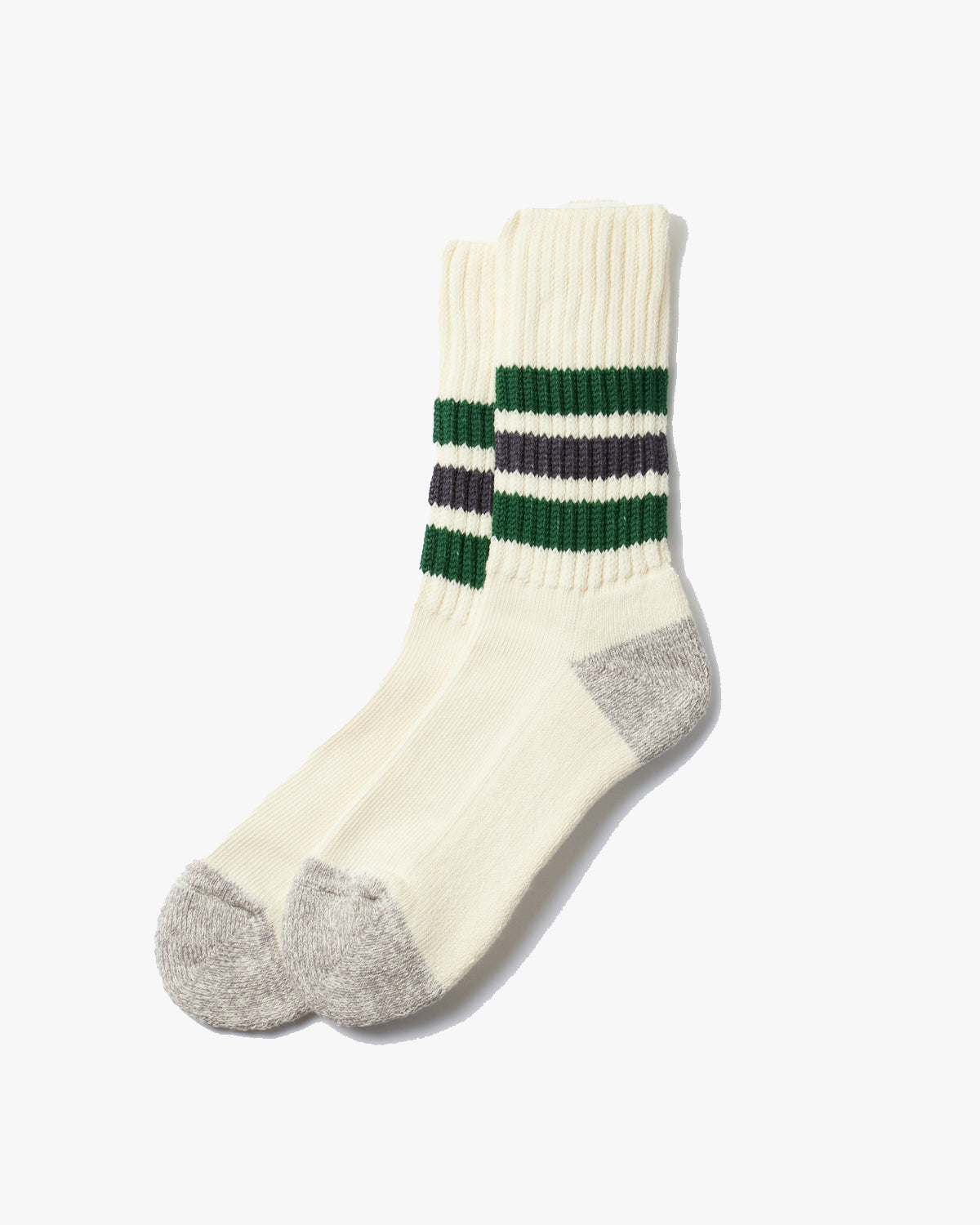 RoToTo R1255 Coarse Ribbed Oldschool Socks - Green / Charcoal