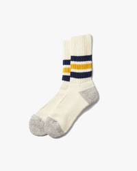 RoToTo R1255 Coarse Ribbed Oldschool Socks - Navy / Yellow
