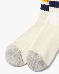 RoToTo R1255 Coarse Ribbed Oldschool Socks - Navy / Yellow