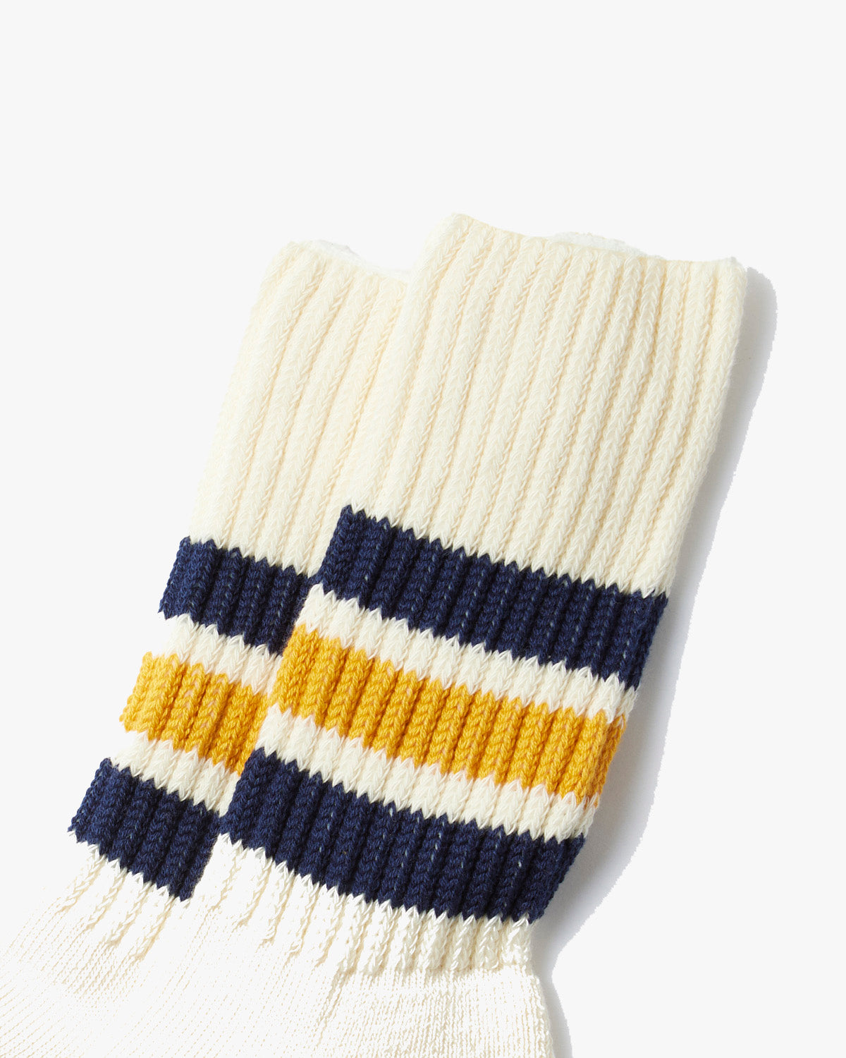 RoToTo R1255 Coarse Ribbed Oldschool Socks - Navy / Yellow