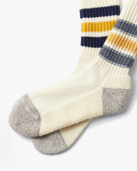 RoToTo R1255 Coarse Ribbed Oldschool Socks - Navy / Yellow