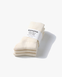 RoToTo R1427 Organic Daily 3-Pack Ribbed Crew Socks - Ivory