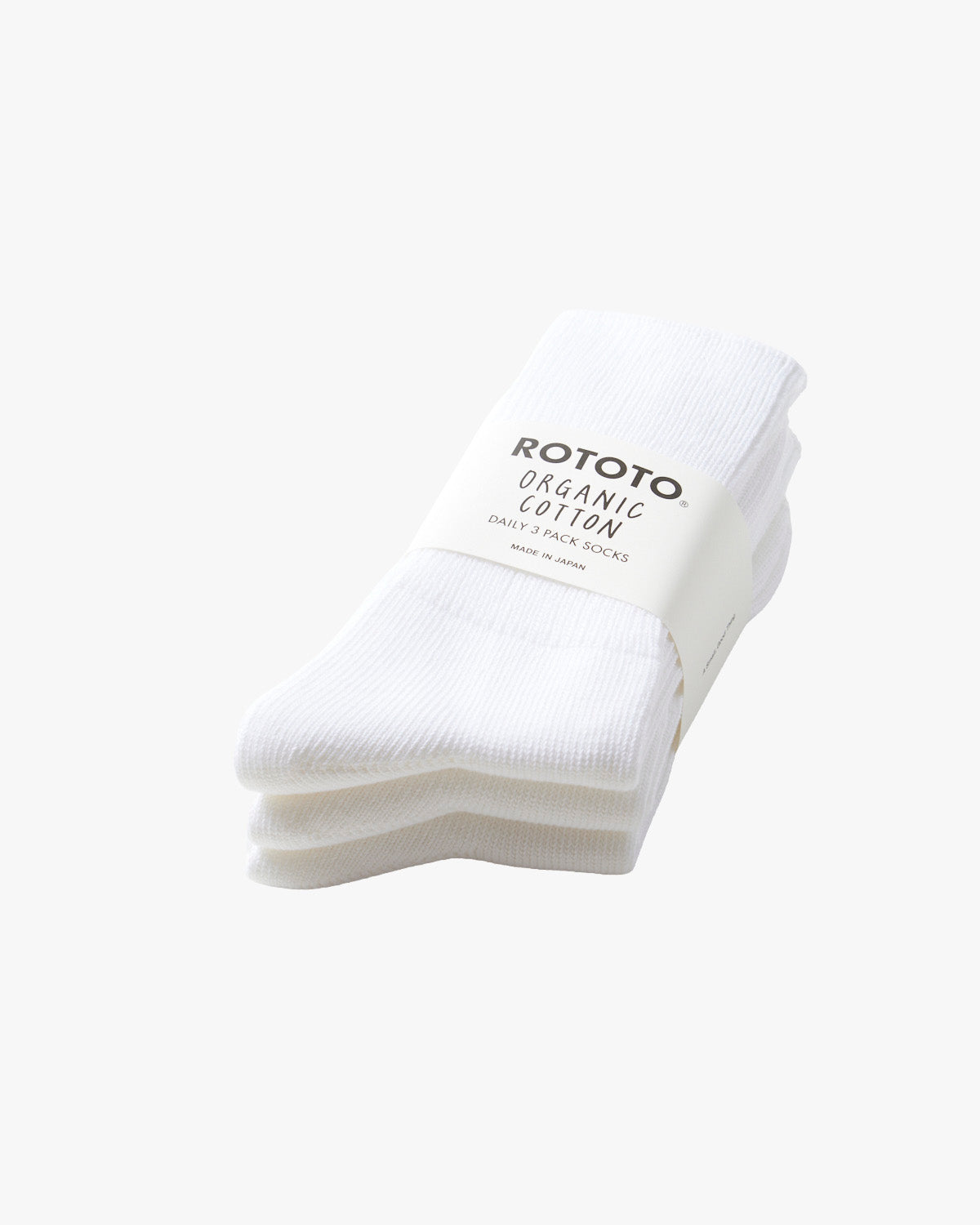 RoToTo R1427 Organic Daily 3-Pack Ribbed Crew Socks - White | RoToTo Socks | JEANSTORE