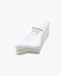 RoToTo R1427 Organic Daily 3-Pack Ribbed Crew Socks - White | RoToTo Socks | JEANSTORE