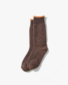 RoToTo R1612 Reversible Pile Socks - Faded Black / Light Orange