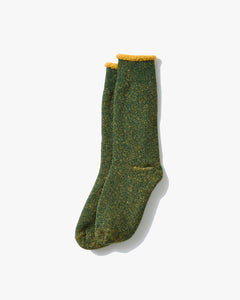 RoToTo R1612 Reversible Pile Socks - Ivy Green / Dark Yellow