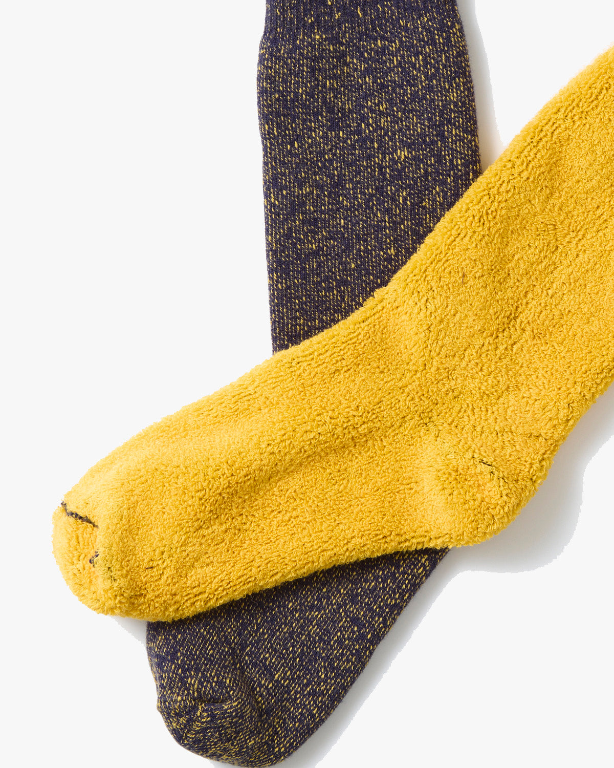 RoToTo R1612 Reversible Pile Socks - Navy / Yellow | RoToTo Socks | JEANSTORE