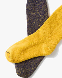 RoToTo R1612 Reversible Pile Socks - Navy / Yellow | RoToTo Socks | JEANSTORE