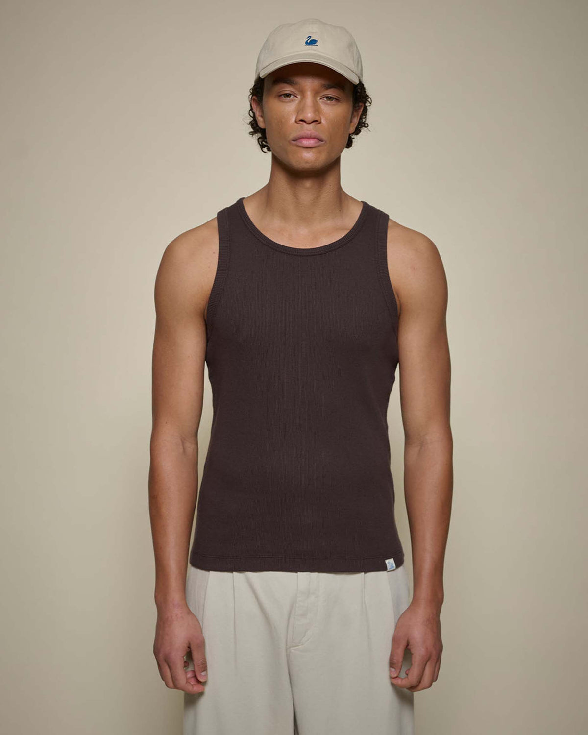 Merz b. Schwanen RIBTANK01 7.2oz Ribbed Tank Top - Espresso