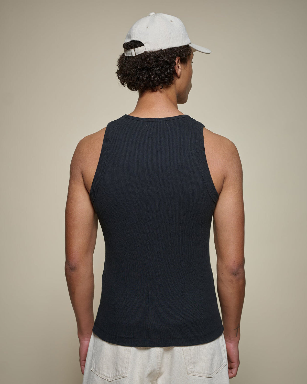 Merz b. Schwanen RIBTANK01 7.2oz Ribbed Tank Top - Deep Black | Merz b. Schwanen T Shirts | JEANSTORE