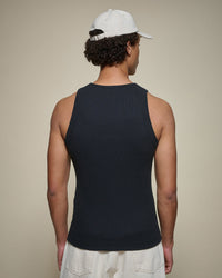 Merz b. Schwanen RIBTANK01 7.2oz Ribbed Tank Top - Deep Black | Merz b. Schwanen T Shirts | JEANSTORE