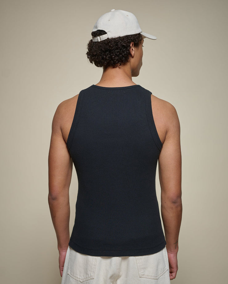 Merz b. Schwanen RIBTANK01 7.2oz Ribbed Tank Top - Deep Black