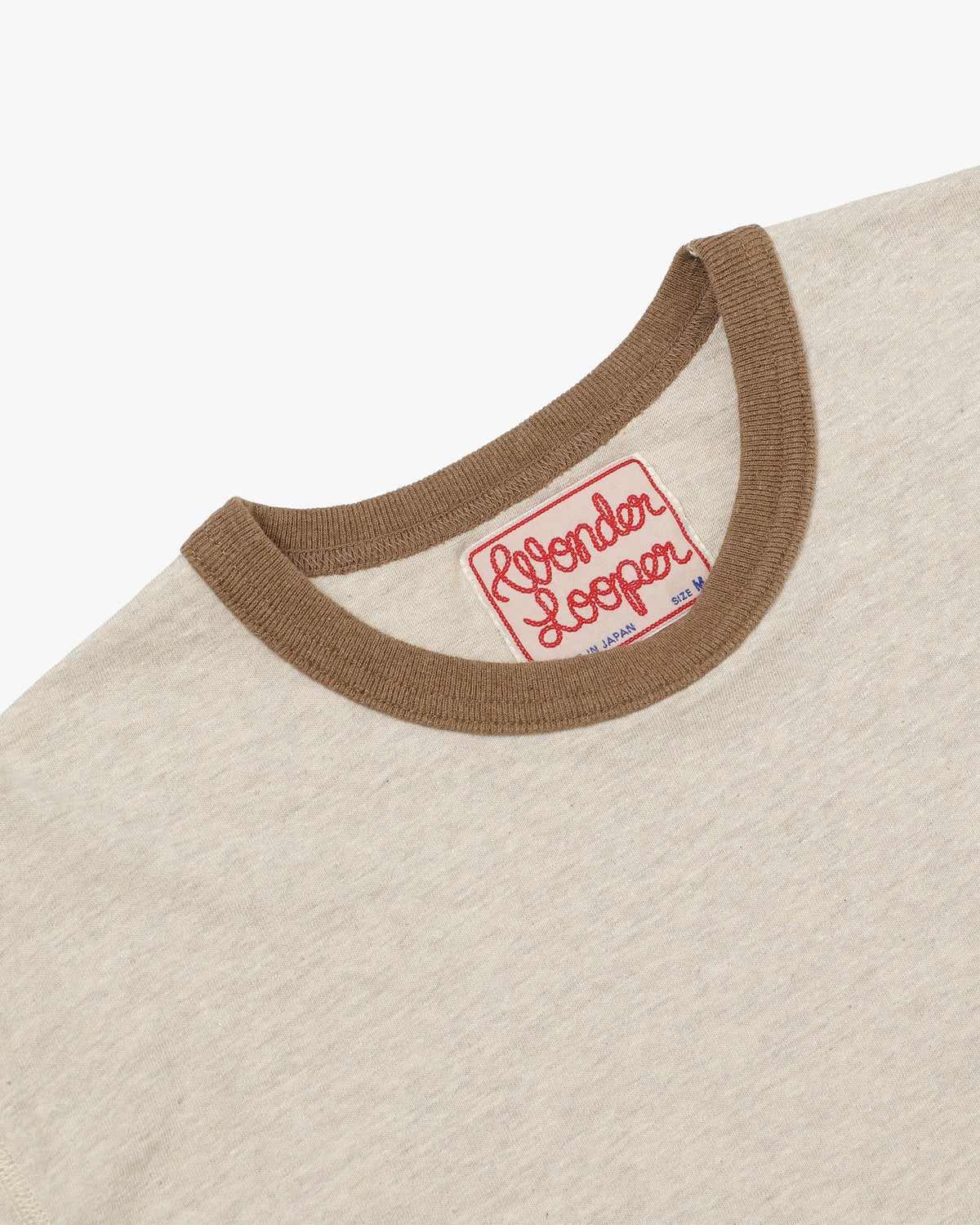 Wonder Looper Recycled Cotton Foxfibre® Ringer Tee - Stone | Wonder Looper T Shirts | JEANSTORE