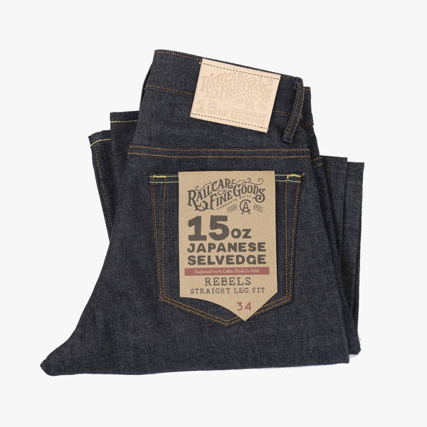 Railcar Fine Goods Rebels Straight Leg Mens Jeans - X100 15oz Japanese Dark Indigo Selvedge | Railcar Fine Goods Jeans | JEANSTORE