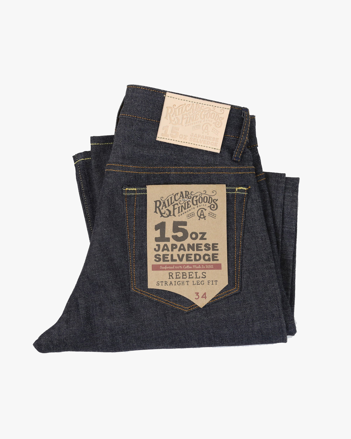 Railcar Fine Goods Rebels Straight Leg Mens Jeans - X100 15oz Japanese Dark Indigo Selvedge | Railcar Fine Goods Jeans | JEANSTORE