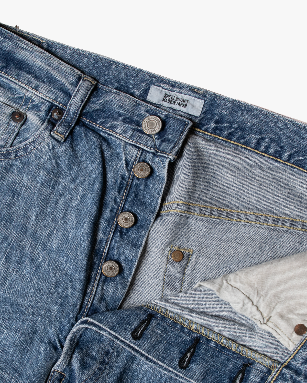 Spellbound 50001 40-701C 12oz Regular Straight Selvedge Mens Jeans - Light Used Indigo