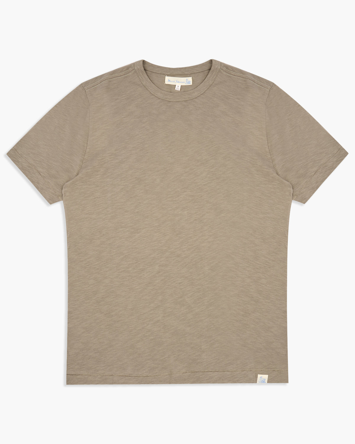 Merz b. Schwanen Good Basics SCT04 4.9oz Pima Slub Cotton Relaxed Tee - Vintage Army | Merz b. Schwanen T Shirts | JEANSTORE