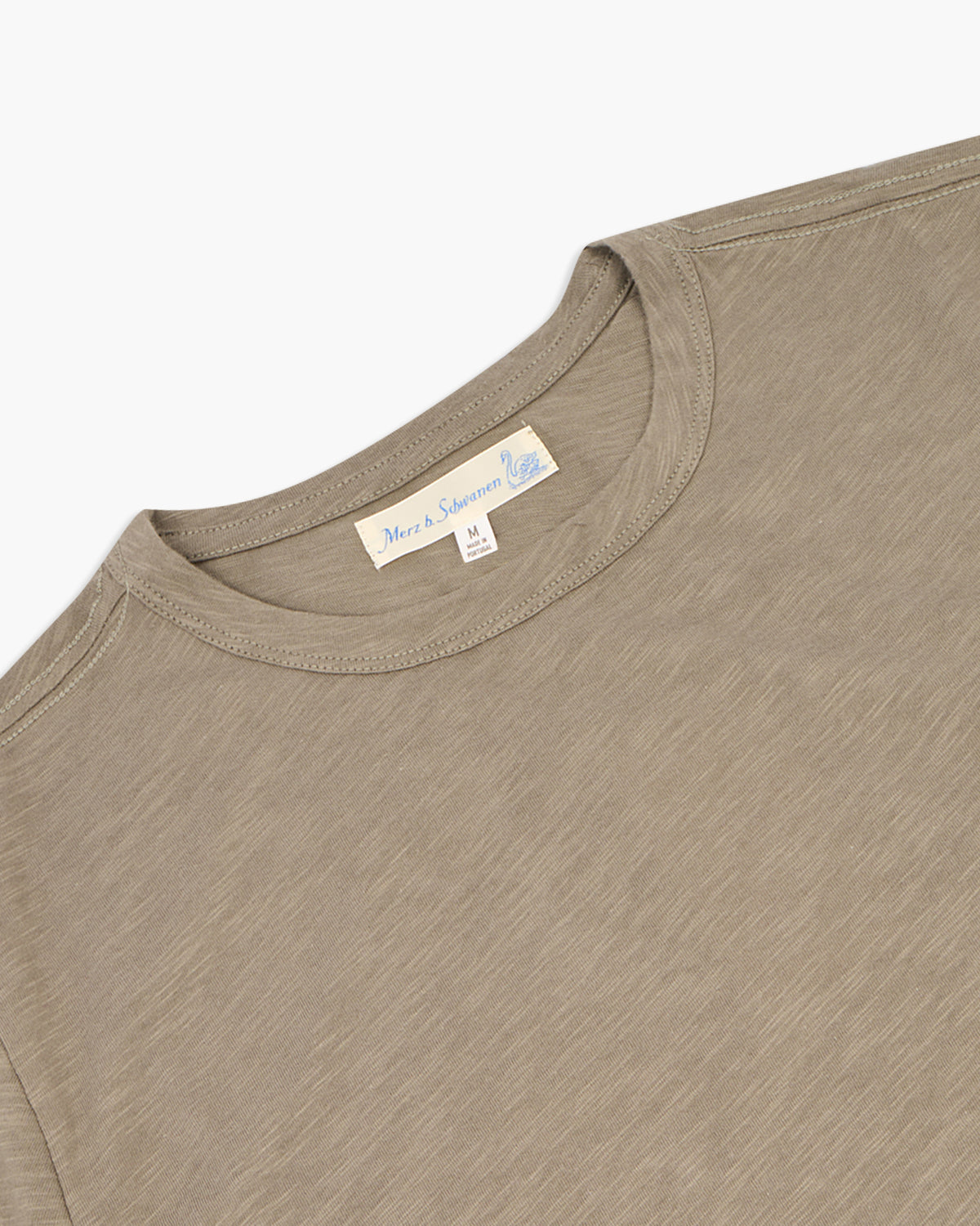 Merz b. Schwanen Good Basics SCT04 4.9oz Pima Slub Cotton Relaxed Tee - Vintage Army | Merz b. Schwanen T Shirts | JEANSTORE