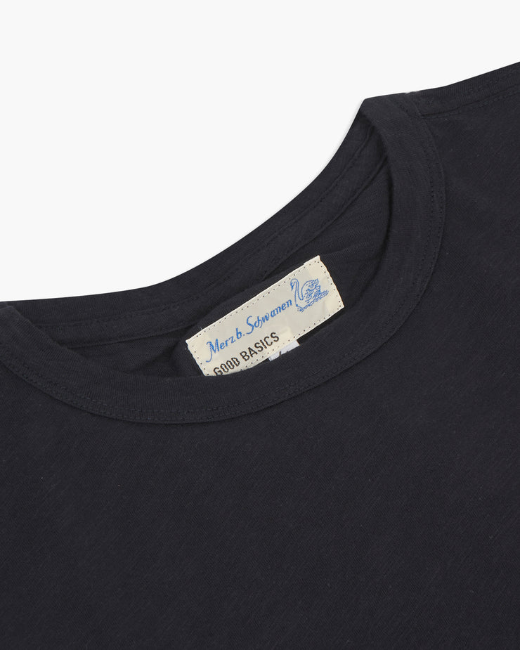 Merz B Schwanen Good Basics SCT04 5.8oz Pima Slub Cotton Relaxed Tee - Dark Navy