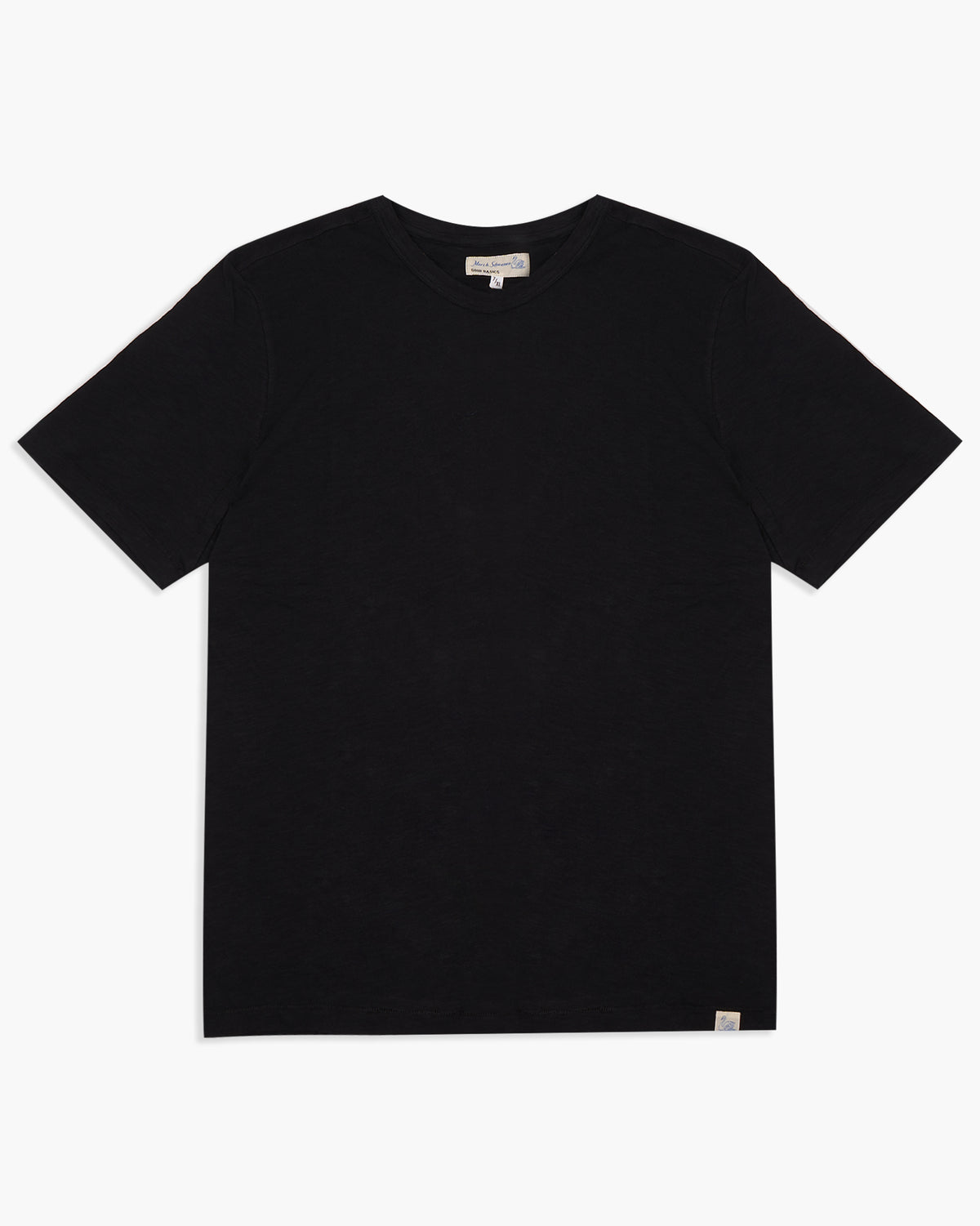 Merz b. Schwanen Good Basics SCT04 4.9oz Pima Slub Cotton Relaxed Tee - Deep Black | Merz b. Schwanen T Shirts | JEANSTORE