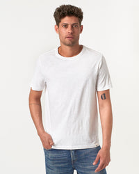 Merz b. Schwanen SCT04 4.9oz Pima Slub Cotton Relaxed Tee - White | Merz b. Schwanen T Shirts | JEANSTORE