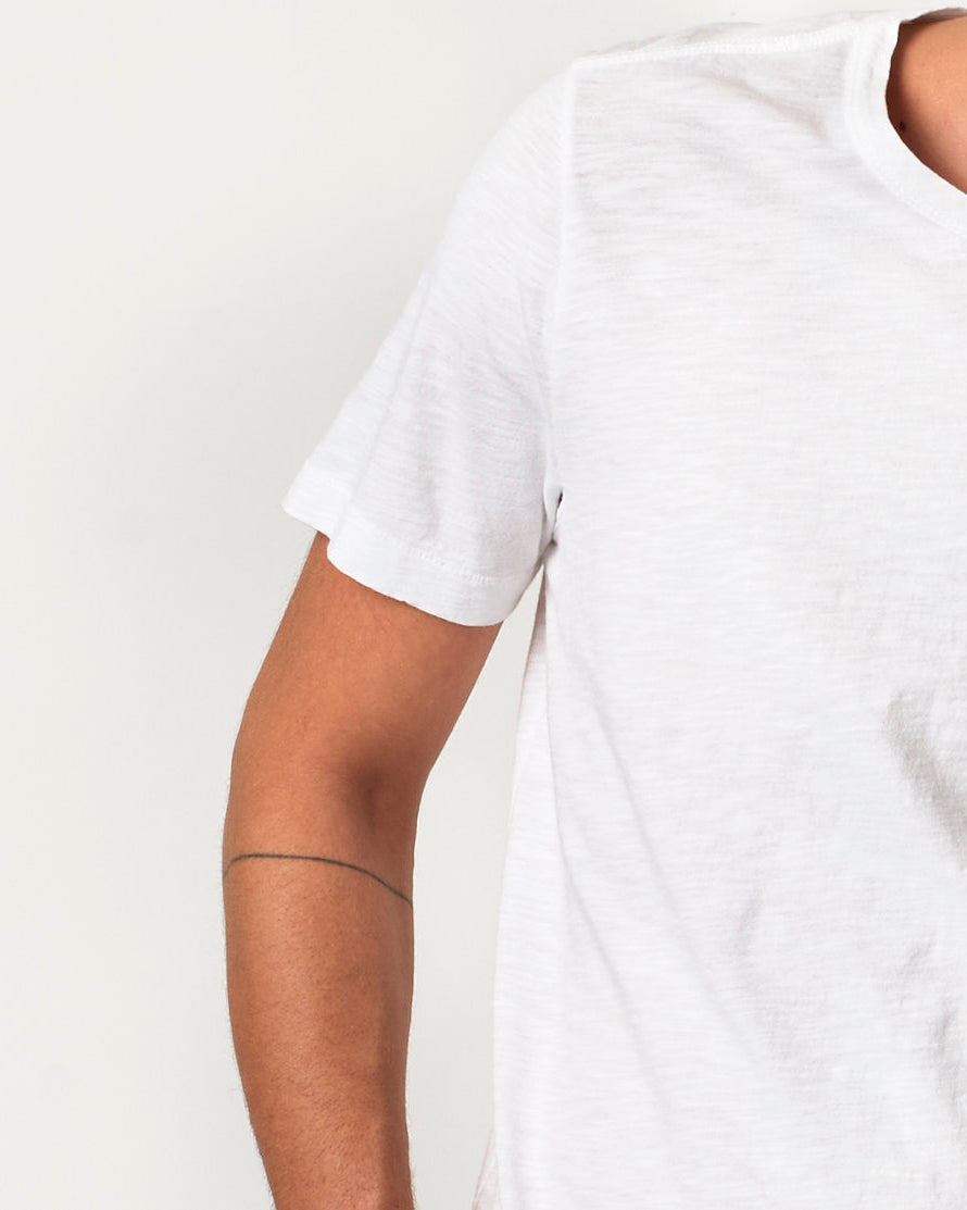 Merz b. Schwanen SCT04 4.9oz Pima Slub Cotton Relaxed Tee - White | Merz b. Schwanen T Shirts | JEANSTORE