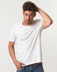 Merz b. Schwanen SCT04 4.9oz Pima Slub Cotton Relaxed Tee - White | Merz b. Schwanen T Shirts | JEANSTORE