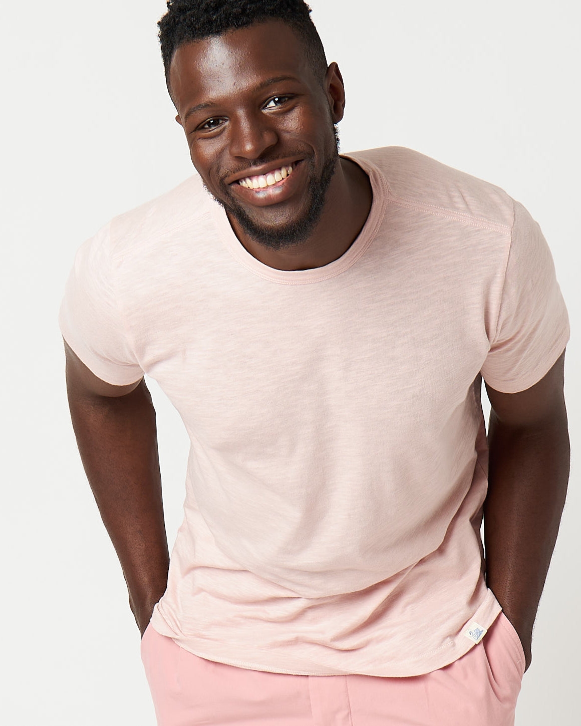 Merz b. Schwanen Good Basics SCT04 4.9oz Pima Slub Cotton Relaxed Tee - Dusted Pink | Merz b. Schwanen T Shirts | JEANSTORE