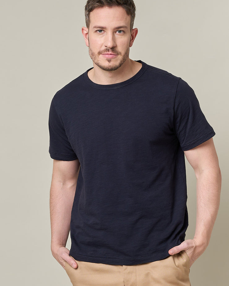 Merz B Schwanen Good Basics SCT04 5.8oz Pima Slub Cotton Relaxed Tee - Dark Navy