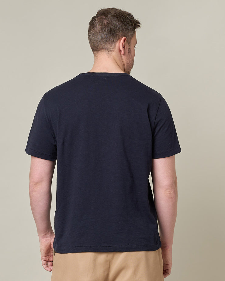 Merz B Schwanen Good Basics SCT04 5.8oz Pima Slub Cotton Relaxed Tee - Dark Navy