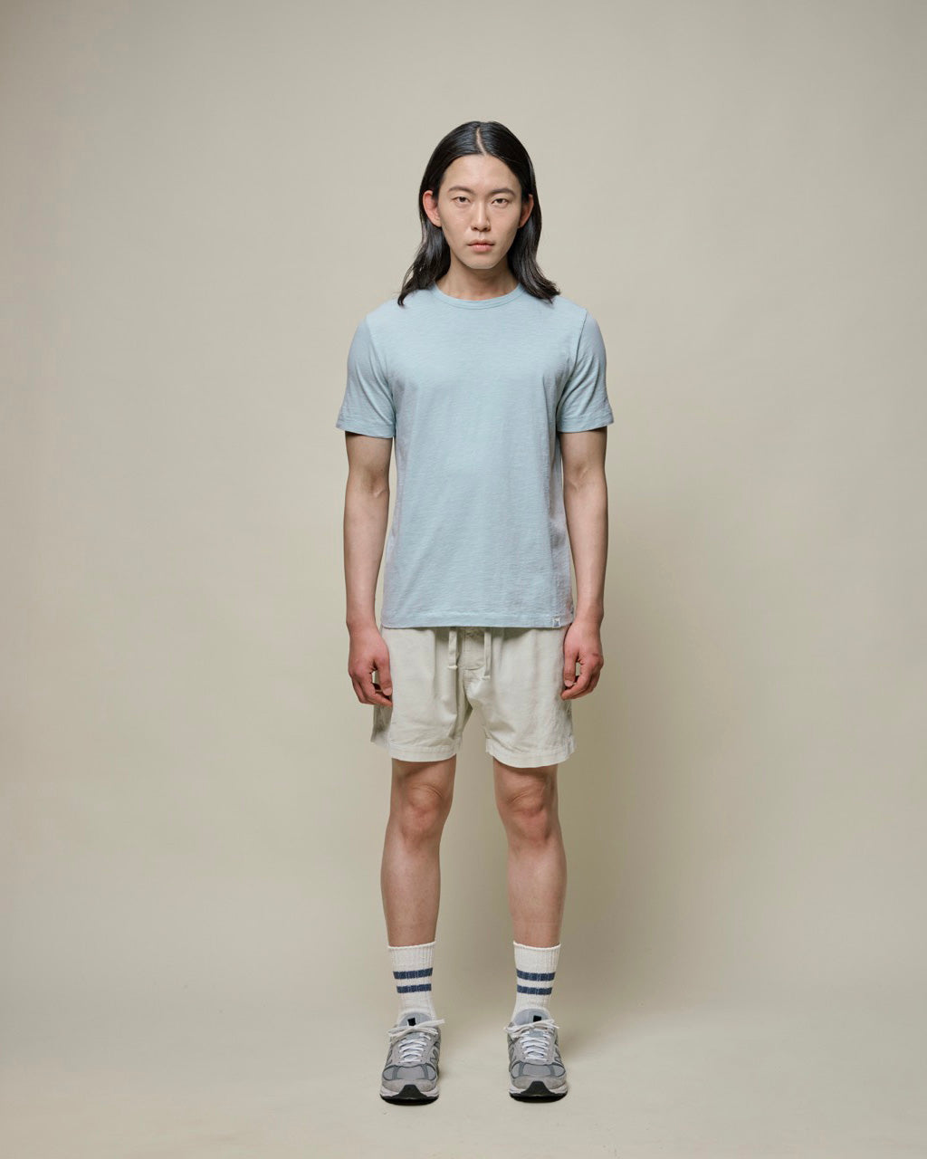 Merz b. Schwanen Good Basics SCT04 4.9oz Pima Slub Cotton Relaxed Tee - Ice | Merz b. Schwanen T Shirts | JEANSTORE