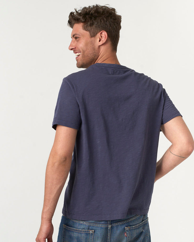 Merz B Schwanen Good Basics SCT04 5.8oz Pima Slub Cotton Relaxed Tee - Denim Blue