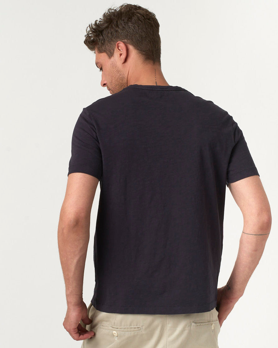 Merz b. Schwanen Good Basics SCT04 4.9oz Pima Slub Cotton Relaxed Tee - Deep Black | Merz b. Schwanen T Shirts | JEANSTORE