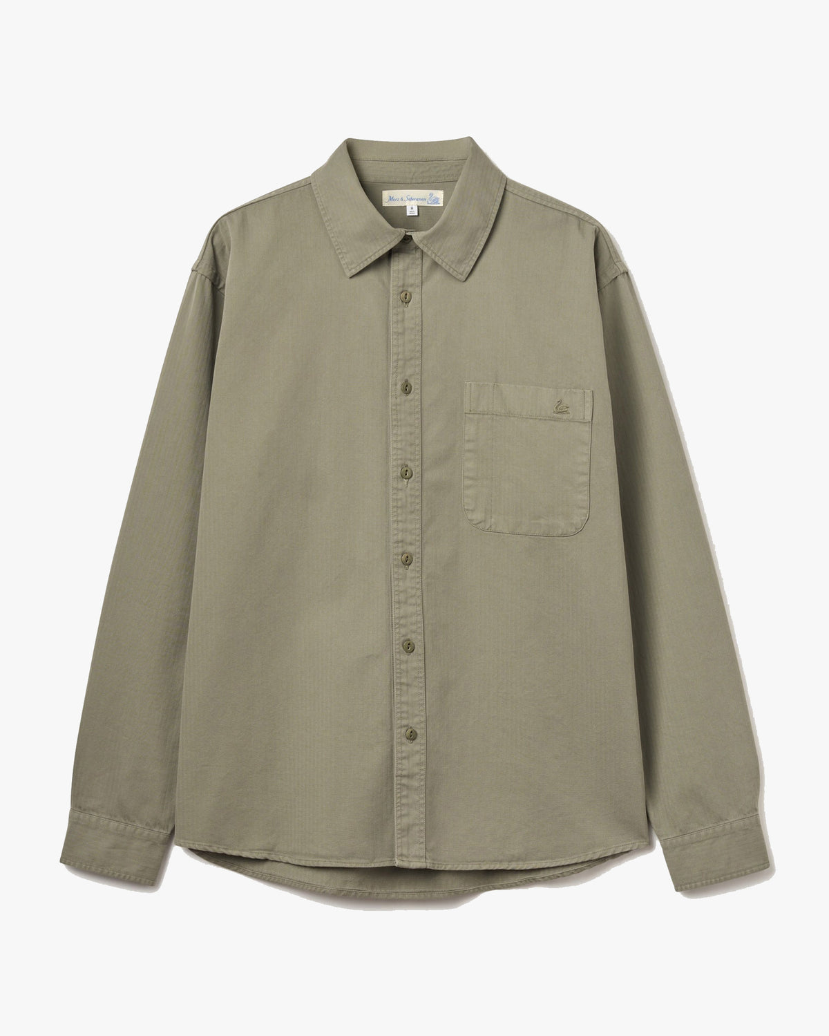 Merz b. Schwanen SHIRT01HB Herringbone L/S Shirt - Army